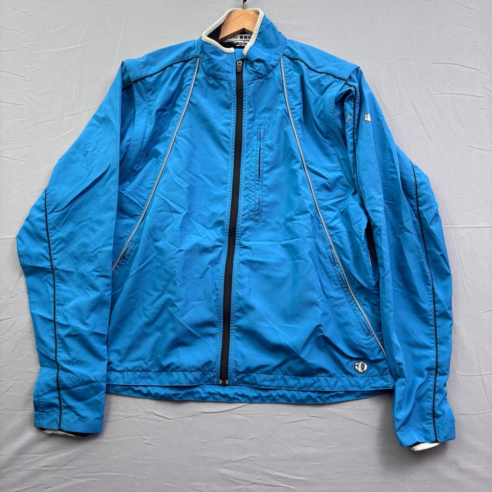 Pearl Izumi Mens XL Blue Cycling Jacket Full Zip Reflective Lined Windbreaker